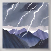 Lightning Storm | Watercolor Dark Mountains ポスター (正面)