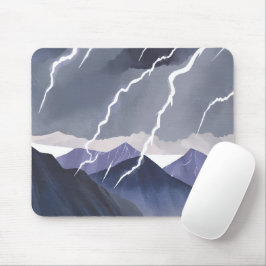Lightning Storm | Watercolor Dark Mountains マウスパッド