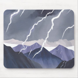 Lightning Storm | Watercolor Dark Mountains マウスパッド