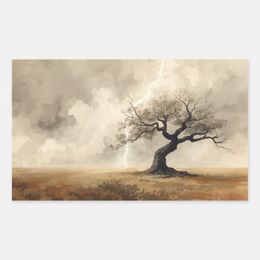 lightning striking tree paintings. 🌩️🌳 長方形シール (正面)