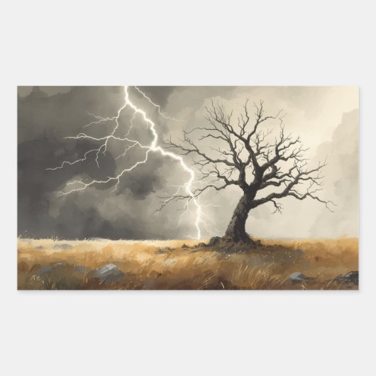 lightning striking tree paintings. 🌩️🌳 長方形シール (正面)