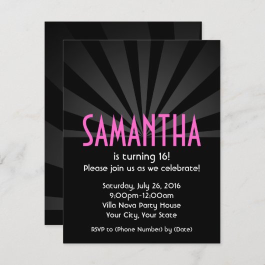 Lightsでの名前のバースデーパーティ招待状 招待状 (正面/裏面)