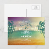 Lightsビーチ結婚式日付はがきを保存 案内ポストカード (正面/裏面)