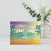 Lightsビーチ結婚式日付はがきを保存 案内ポストカード (スタンド正面)