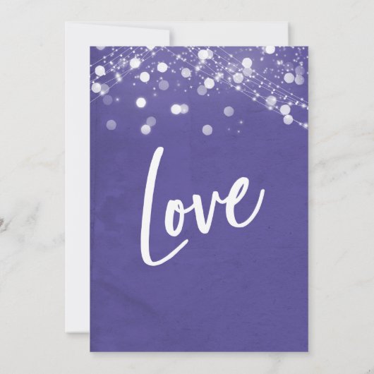 Lights グランジ ハッピーエバーアフター レセプション パープル 招待状 (裏面)