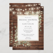 Lights 素朴 Greenery QRコードフォトブライダルシャワー 招待状 (正面/裏面)