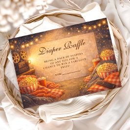Lights Camera Baby Shower Diapper Raffle エンクロージャーカード