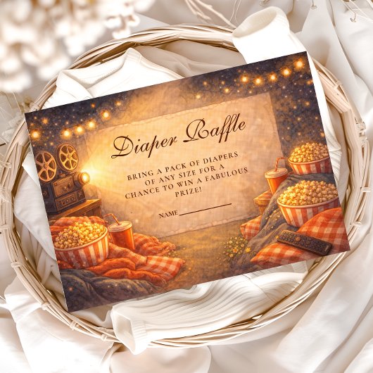 Lights Camera Baby Shower Diapper Raffle エンクロージャーカード