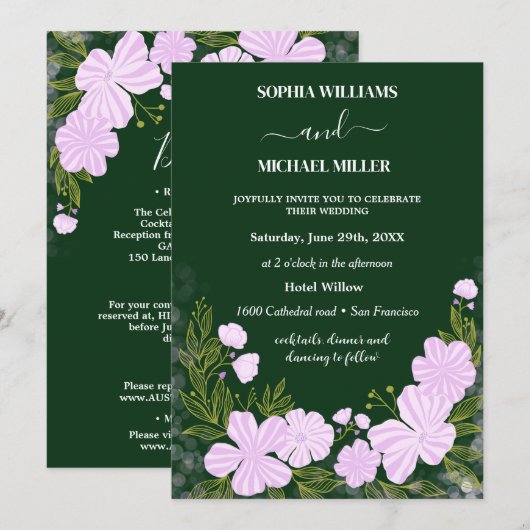 Lights Flowers Wedding 招待状 (正面/裏面)