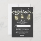 Lights mason jars chalkboard RSVPカード (正面)