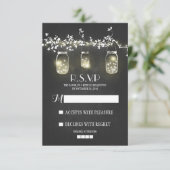 Lights mason jars chalkboard RSVPカード (スタンド正面)
