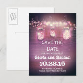 lights & mason jars rustic SAVE THE DATEはがき 案内ポストカード (正面/裏面)