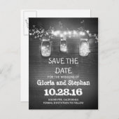 lights & mason jars rustic SAVE THE DATEはがき 案内ポストカード (正面/裏面)