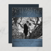 Lights Navy きらめく Blue Photo Save the Date
