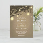 Lights on oak tree Rustic Elegant QR Code Wedding 招待状 (スタンド正面)