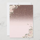 Lights, Pink Bow Flowers Glitter Sweet 16 招待状 (裏面)