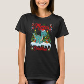 Lights Xmas Tree Santa Brontosaurus Dinosaur Chris Tシャツ (正面)
