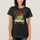 Lights Xmas Tree Santa Triceratops Dinosaur Christ Tシャツ (正面)