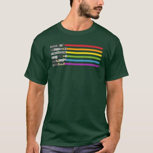 Lightsaber Rainbow gift retro Tシャツ (正面)