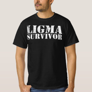 Ligmaの生存者-じめじめしたミーム赤い箱のロゴ Tシャツ
