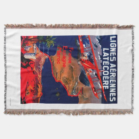 Lignes Aeriennes Latecoereのヴィンテージポスター スローブランケット (正面)