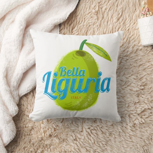 Liguria Retro Olive Italy Vintage Holiday Souvenir クッション (ブランケット)