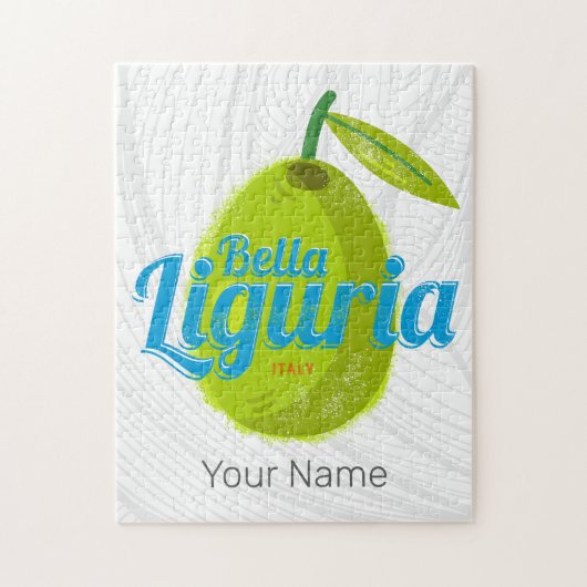 Liguria Retro Olive Italy Vintage Holiday Souvenir ジグソーパズル (縦)