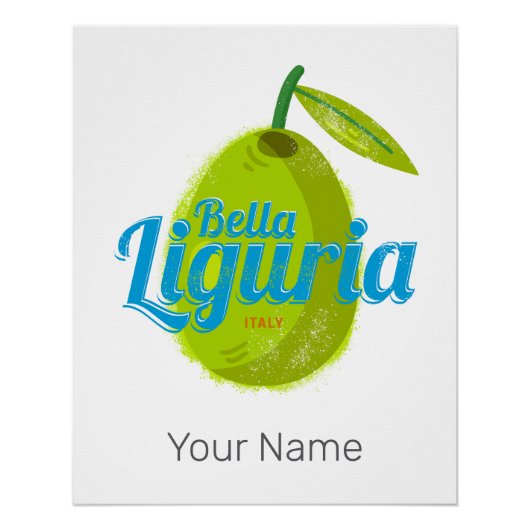 Liguria Retro Olive Italy Vintage Holiday Souvenir ポスター (正面)