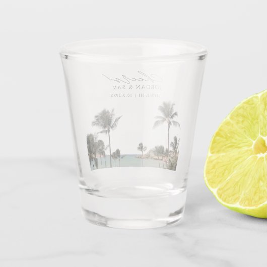 Lihueカウアイ写真結婚式の引き出物応援ショットグラス ショットグラス (裏面)