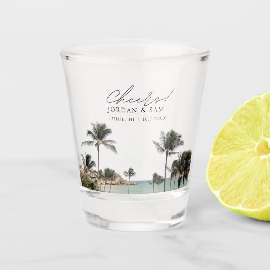 Lihueカウアイ写真結婚式の引き出物応援ショットグラス ショットグラス (正面)