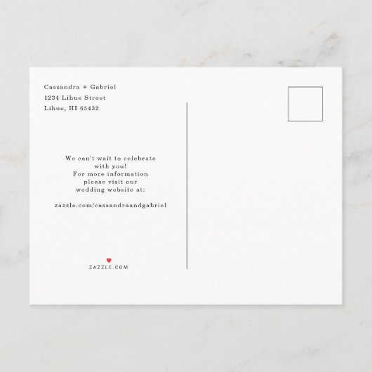 Lihue結婚式の日付を保存 案内ポストカード (裏面)