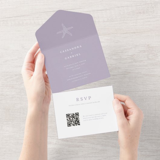 Lihue結婚式招待状とQRコードRSVP オールインワン招待状 (貼ってはがせる)