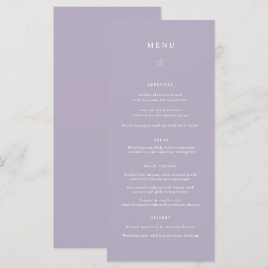 Lihue結婚's Dinner Menu メニュー (正面/裏面)