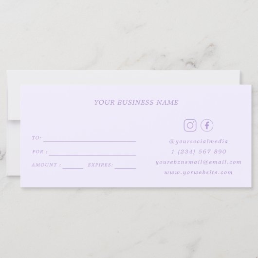 LiIac Lavenderあなたのためのギフト美しい証明書 (裏面)