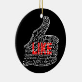 LIKEで親指を立て文字デザインる セラミックオーナメント (右)