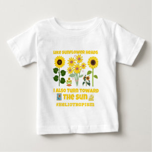 LiKeひまわり頭私も太陽Tに向かう ベビーTシャツ