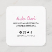 Like共有後を追ブラシのスクリプトPinkソーシャルメディア スクエア名刺 (裏面)