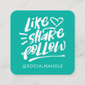 Like共有後を追ブラシScript Aquaソーシャルメディア スクエア名刺 (正面)