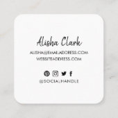 Like共有後を追ブラシScript Black Social Media スクエア名刺 (裏面)