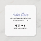 Like共有後を追ブラシScript Violet Social Media スクエア名刺 (裏面)