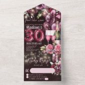 Like 素晴らし Wine Luxury 30th Birthday Rsvp オールインワン招待状 (内側)