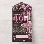 Like 素晴らし Wine Luxury 40th Birthday Rsvp オールインワン招待状 (内側)