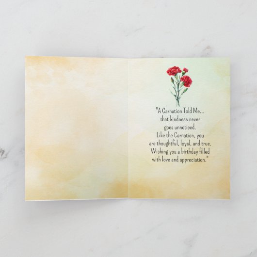 Like a Carnation Your Birthday Personalities  カード (内部)