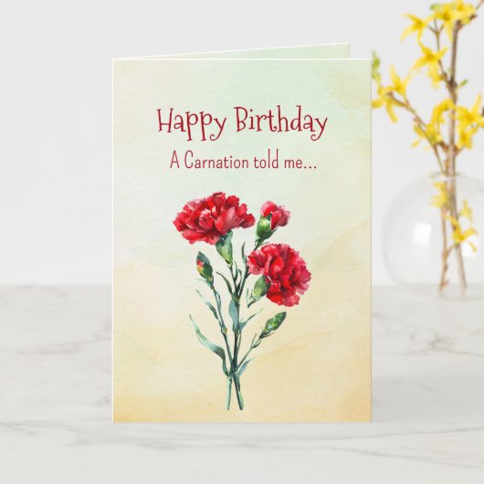 Like a Carnation Your Birthday Personalities カード (黄色い花)