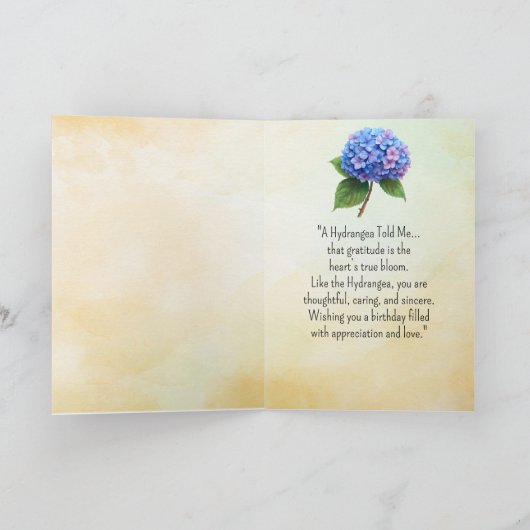 Like a Hydrangea Your Birthday Personalities カード (内部)