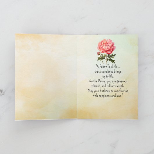 Like an Peony Your Birthday Personalities  カード (内部)