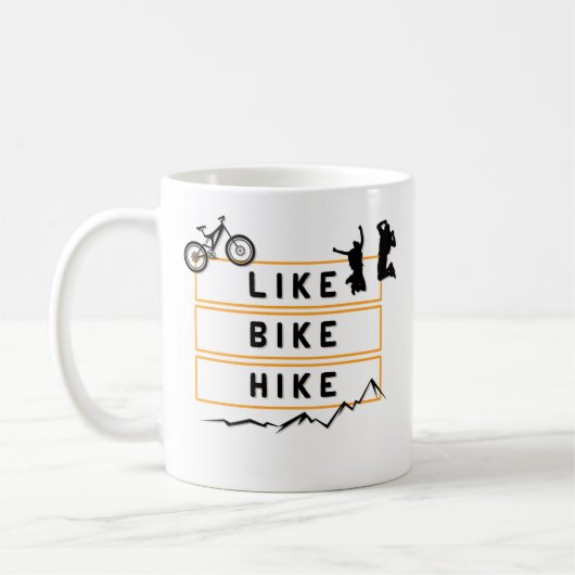 Like Bike Hike Berge Wandern コーヒーマグカップ (左)