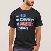 Like Comment Subscribe Cute Vlogger Streamer Gift  Tシャツ (正面)