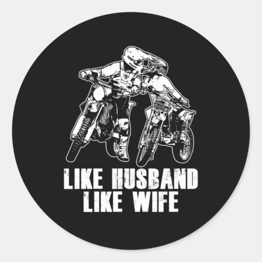 Like Husband Like Wife Motocross Dirt Bike Gift ラウンドシール (正面)