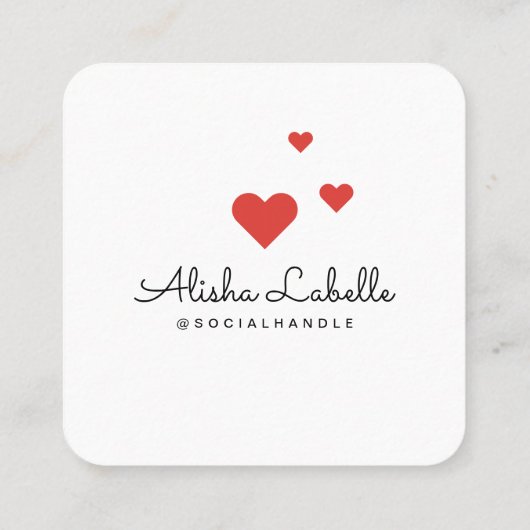 Like Me白い写真ハートフレームガーリーソーシャルメディア スクエア名刺 (裏面)